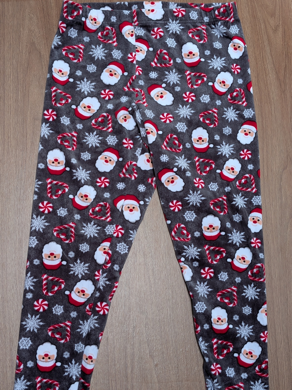 Plus Size Christmas Santa Peppermint Fleece Pajama Lounge Leggings XXL
